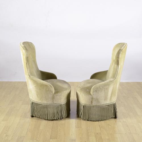 1950s Danish Velvet Armchairs with Fringed Skirts, 1950s, Set of 2 For Sale - Image 5 of 8