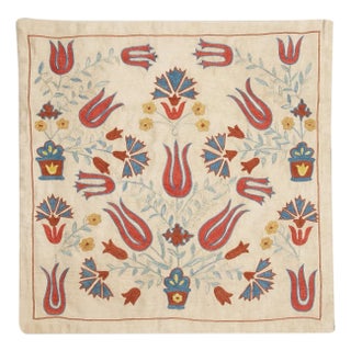 20"x20" 100% Silk Embroidered Cushion Cover. New Toss Pillow. Modern Lace Pillow For Sale