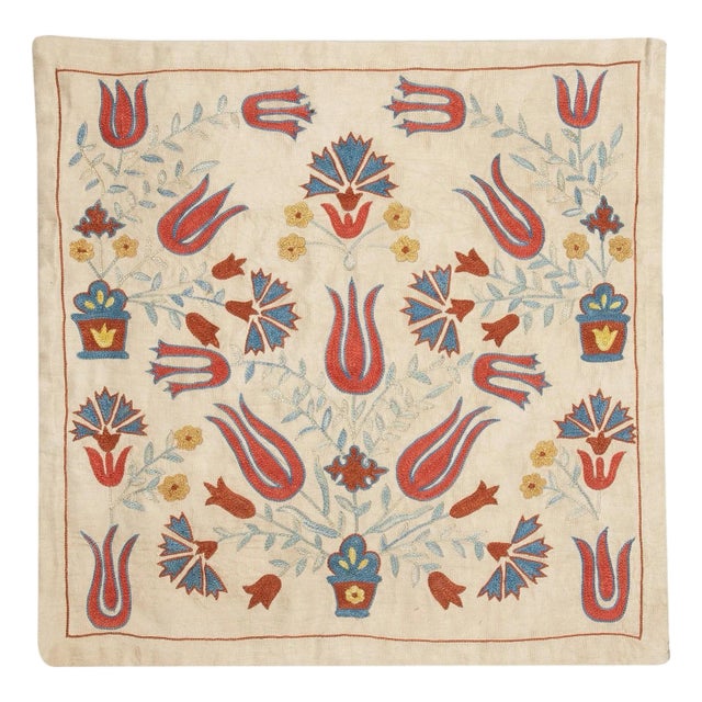 20"x20" 100% Silk Embroidered Cushion Cover. New Toss Pillow. Modern Lace Pillow For Sale