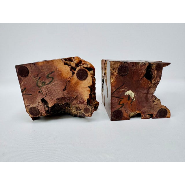 Chocolate Vintage Burlwood Root Sculpture Bookends, Pair For Sale - Image 8 of 12