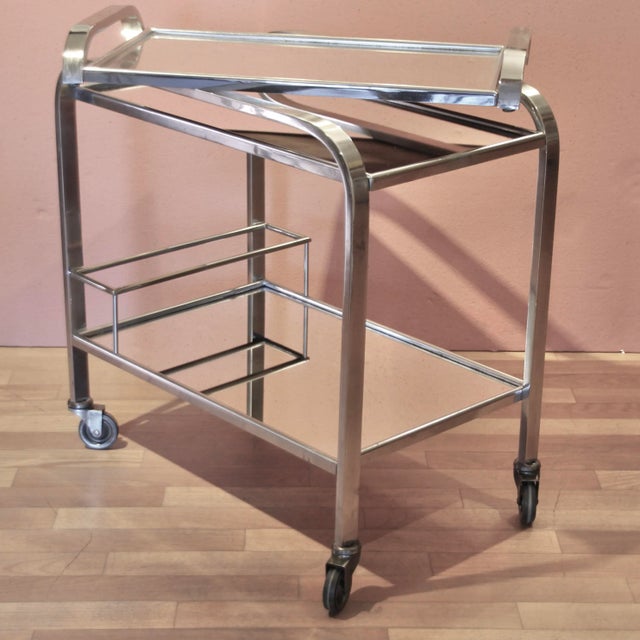 French Art Deco Bar Trolley by Jacques Adnet, 1930s For Sale - Image 3 of 12