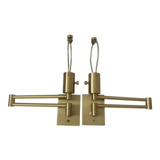Mendizabal Industria Brass Swing Out Arm Wall Lamps Modern- a Pair For Sale