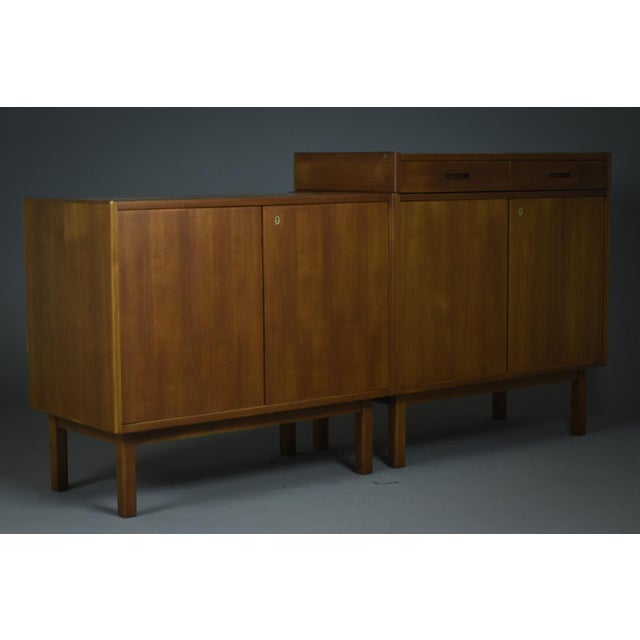 Scandinavian Mid-Century Modern Modular Teak Sideboards with Cabinet, 1960s, Set of 3 For Sale - Image 4 of 14