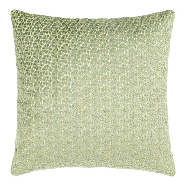 The House Of Scalamandré Petal Velvet Square Pillow In Meadow For Sale
