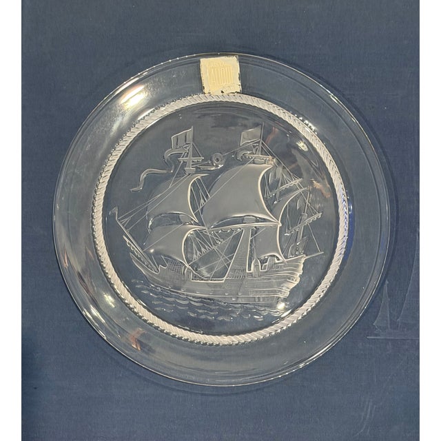 Coastal Vintage Lalique France Crystal Sailing Ship Plates, Set of 3 For Sale - Image 3 of 10
