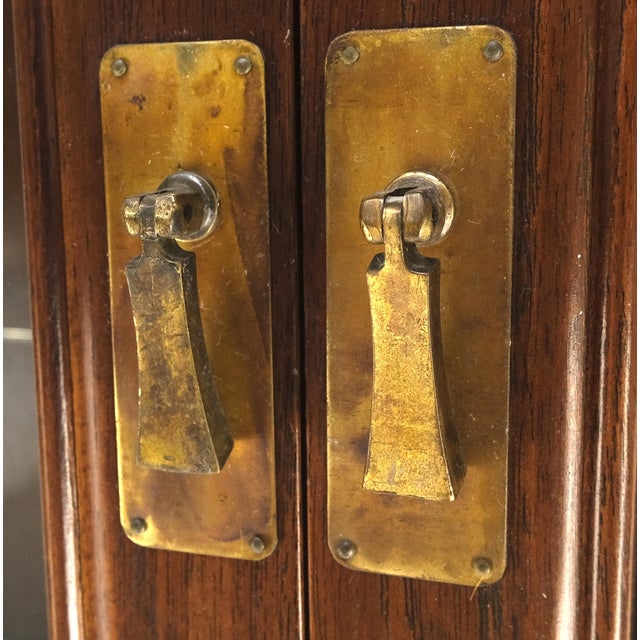 4 Doors Carved Teak 5 Shelves 2 Bottom Drawers 72" Tall Curio Cabinet Showcase For Sale - Image 12 of 14