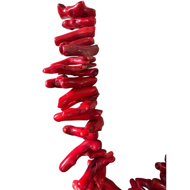 Vintage Natural Red Coral Branch Necklace W/Silver Chain For Sale - Image 9 of 12