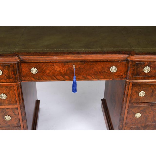 Antique Victorian Burr Walnut Twin Pedestal Desk, 19th Century For Sale - Image 6 of 18