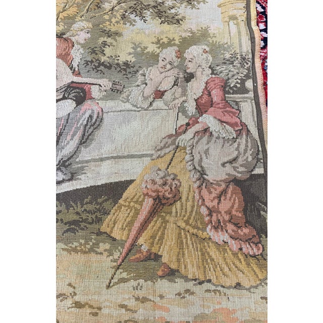 Traditional Antique Belgian Romantic Scene Tapestry Wall Hanging For Sale - Image 3 of 9
