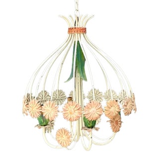 Vintage Tole Daisy Chandelier For Sale