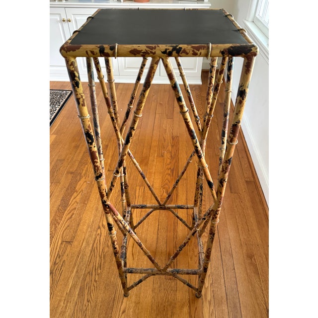 Vintage Faux Tortoise Metal Bamboo Plant Stand For Sale In Miami - Image 6 of 10