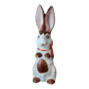 Ceramic Bunny Rabbit With Bow Japan Figurine Easter