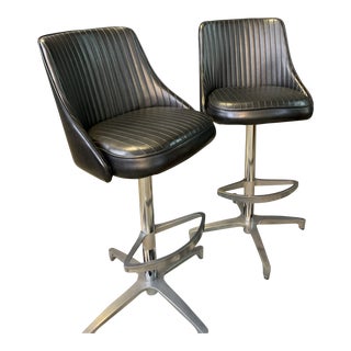 1960s Chromcraft Sculptura Swivel Stools - a Pair For Sale