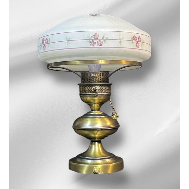 1920s Brass Table Lamp With Dome Shade For Sale In South Bend - Image 6 of 9