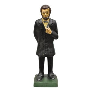 Antique Victorian Cast Iron Honest Abe Abraham Lincoln Figural Painted Door Stop