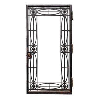Antique Wrought Iron Georgian Style Entry Door For Sale