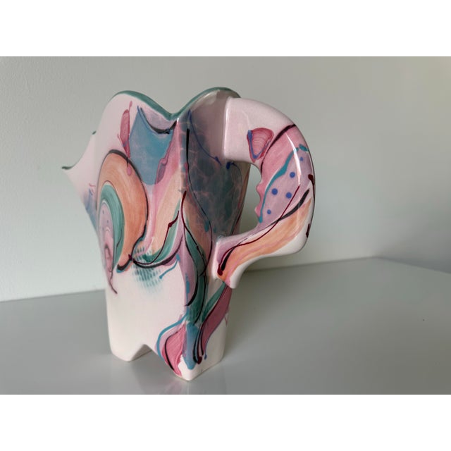 Ceramic Vintage Sculptural Handmade and Painted Ceramic Vase For Sale - Image 7 of 12