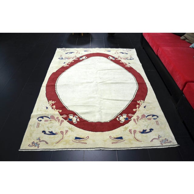 1960s Handmade wool and cotton rug in Turkish Anatolia Carpet, Vintage Area Rug, Turkish Vintage Anatolian Rug, Handmade...