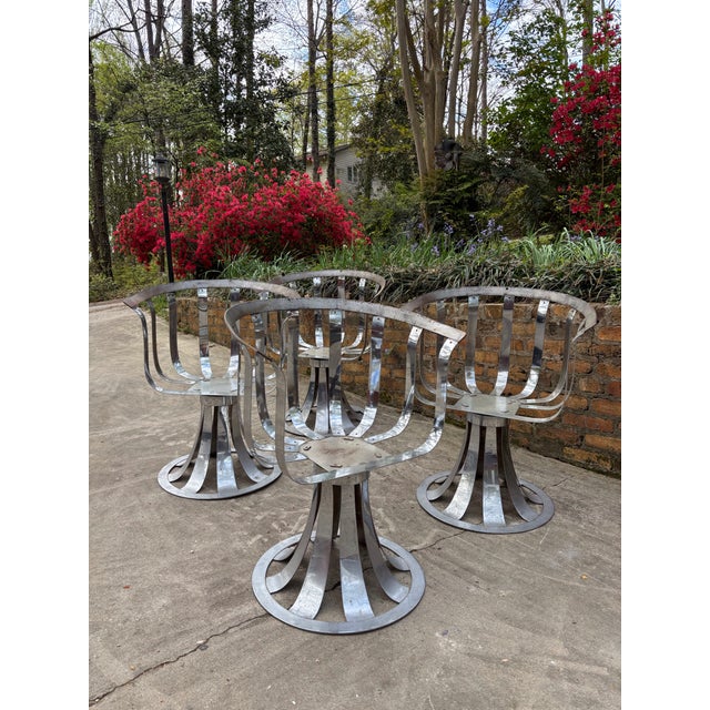 Silver Herbert Saiger for Russell Woodard Mid Century Modern Swivel Chairs - Set of 4, Attributed For Sale - Image 8 of 10