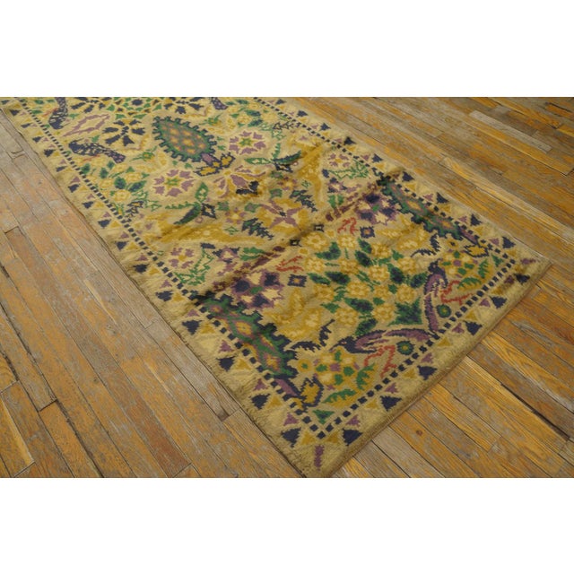 1920s Ivory Angora Antique Irish Donegal Arts & Crafts Carpet 3'6" X 11'2" Wool Rug Runner For Sale - Image 10 of 10