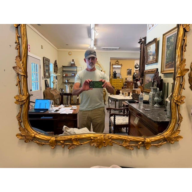 19th Century French Ornately Hand-Carved Gilded Mirror With Oak Leaf & Acorn Motif, Circa 1890 For Sale - Image 10 of 10
