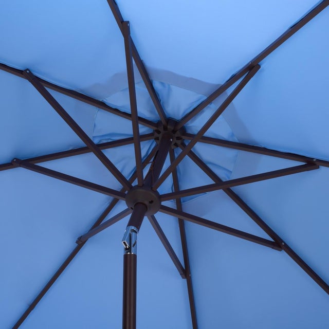 2020s Torsa 9 Ft Crank Umbrella, Baby Blue/Brown Pole For Sale - Image 5 of 9