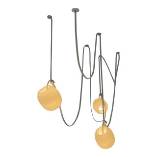 Vitis 3 Led Hanging Draped Necklace Chandelier by Rbw, White Frosted Glass With Cord For Sale