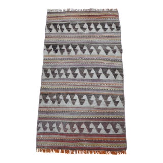 1960s Vintage Turkish Kilim With Stripe Patterns For Sale