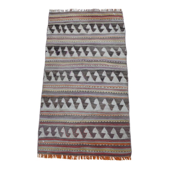 1960s Vintage Turkish Kilim With Stripe Patterns For Sale