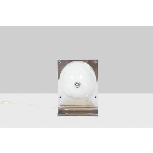 Table Lamp in Polished and Opaline Metal, 1970s For Sale - Image 4 of 9