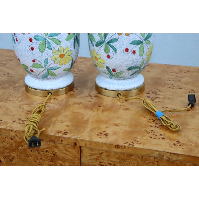 1960's Bitossi Pottery Table Lamps With Brass Hardware For Sale - Image 16 of 17