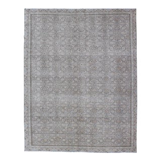 Antique Persian Tabriz Rug in All-Over Herati in Shades of Lavender and Tan For Sale