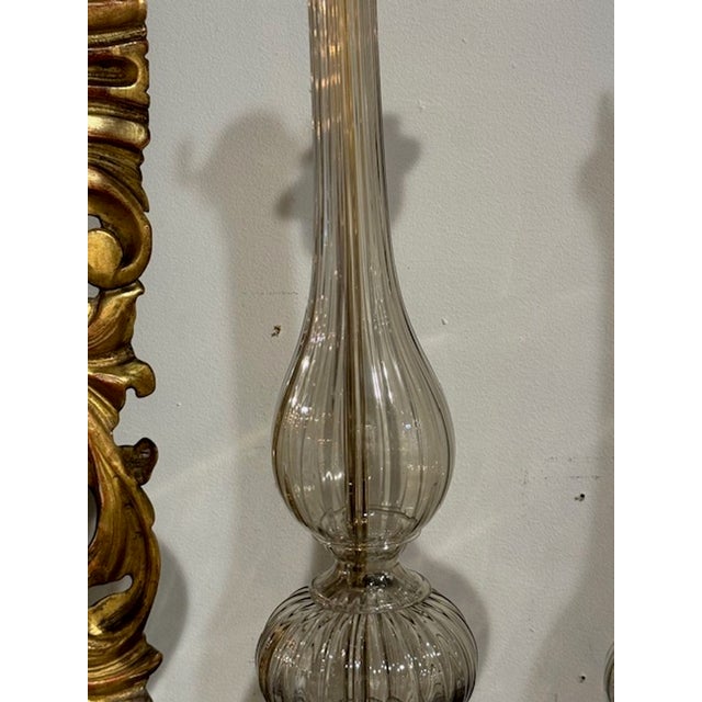 Pair of Modern Murano Glass Lamps in Fume' Color For Sale - Image 4 of 6