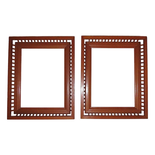 Pair of Arts & Crafts Style Wood Picture Frames Fits 16" X 12" Rabbet Opening For Sale