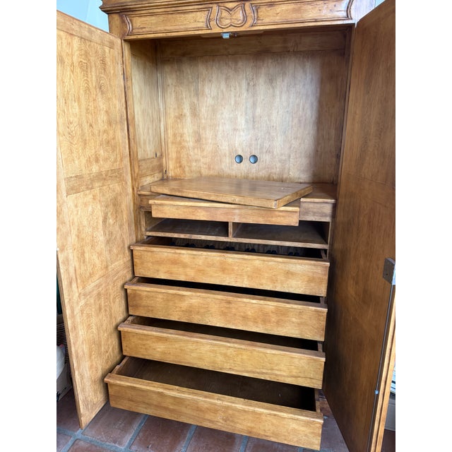 Rustic European Custom Made Century Hill Solid Wood Media Cabinet / Armoire – Hand-Carved For Sale - Image 3 of 14