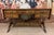 English double-sided mahogany desk, circa 1900 Area-shaped opening with 5 drawers Leather writing surface Winged sides H77...