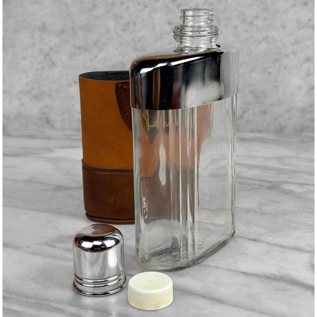 Late 20th Century Vintage Traditional Leather & Glass Horse Bit Liquor Flask For Sale - Image 5 of 10