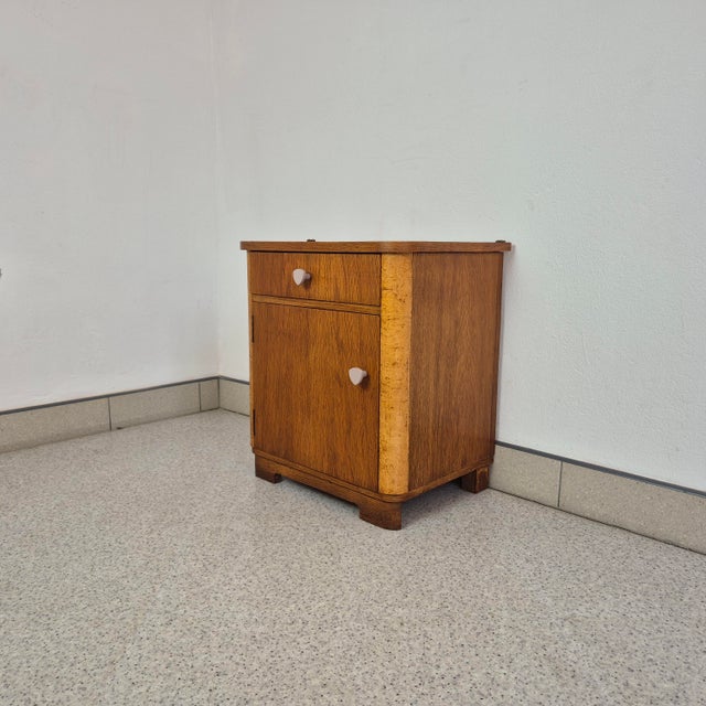 Small Art Deco Cabinet in Oak Veneer and Birch Burl, Germany, 1950s For Sale - Image 4 of 12