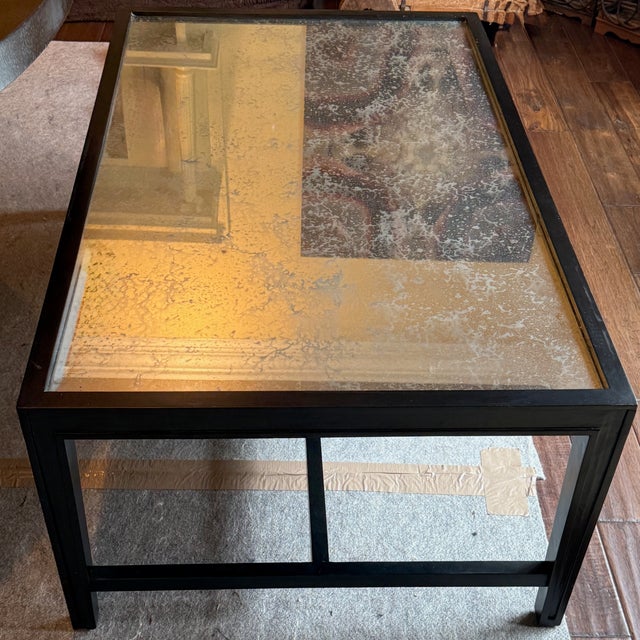 Black Noir Antiqued Mirrored Coffee Table For Sale - Image 8 of 9