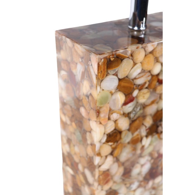 Pr. Lucite Encased River Rocks Table Lamps For Sale - Image 9 of 12