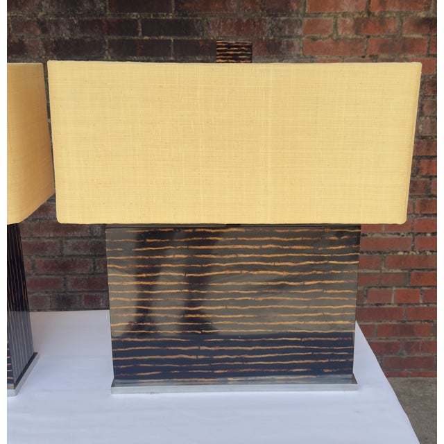 1990s Palecek Organic Modern Espresso Pencil Reed Lamps - A Pair For Sale - Image 9 of 12