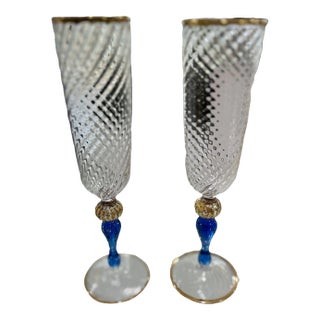 Murano Glass Champagne Flutes For Sale