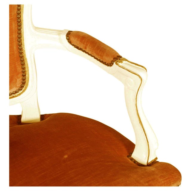 Wood 20th Century Louis XV Venetian Ivory Lacquered and Gilt Armchair from Testolini & Salviati, Italy, 1930s For Sale - Image 7 of 11