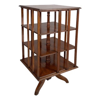 Mid-Century Modern English Revolving Wooden Bookcase, 1940s For Sale