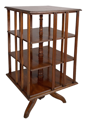 Mid-Century Modern English Revolving Wooden Bookcase, 1940s