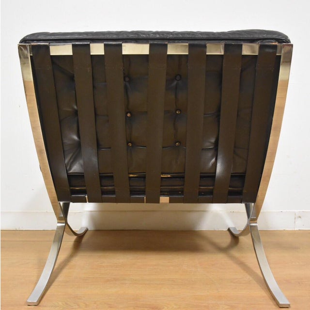 Vintage Barcelona Style Black Leather Lounge Chair Chairish