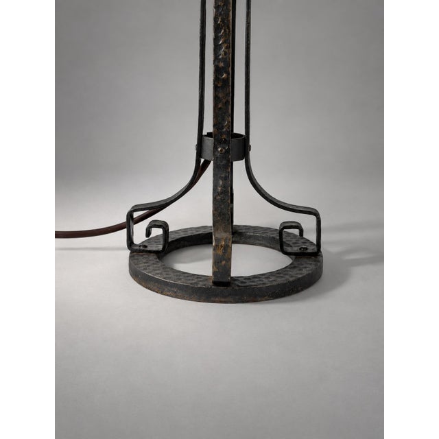 Early 20th Century Swedish Arts and Crafts Hammered Iron Table Lamp For Sale - Image 4 of 7