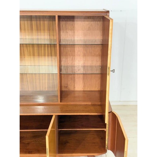 Vintage Bar Cabinet in Birch and Brass For Sale - Image 4 of 18