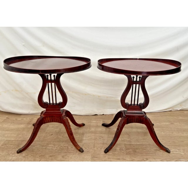 Mersman Vintage Mersman Accent Oval Side Tables, Lyre Harp Base, Mahogany Set of Two For Sale - Image 4 of 18