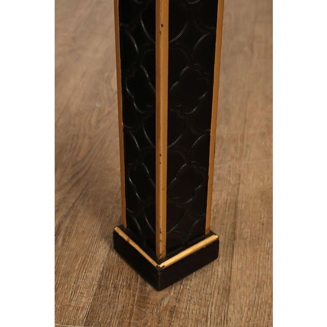 Chinese Chippendale Black Lacquered Dining Table With Two Leaves, Inset Glass For Sale - Image 11 of 18